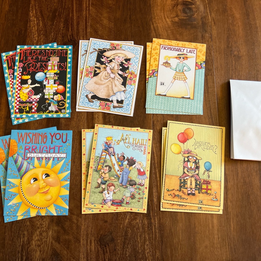 Mary Engelbreit Art Vintage Greeting Card Lot Of 12 Cards Happy Birthday Holiday